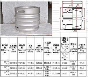 Stackable Silvery Europe Type Full Size Beer Keg For Brewing Equipment